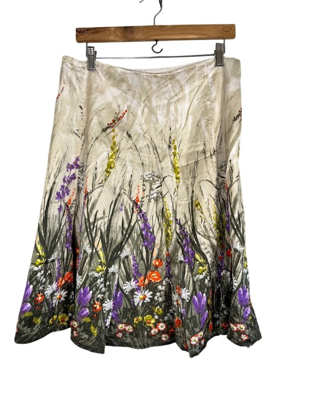 Colorful Silk Floral Mini Skirt M Resort Preppy Festival Boho Indie Folk Chic‎